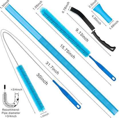 Dryer Vent Cleaner Kit,Lint Trap Cleaning Tool with Vacuum Hose Attachment for Washer Dryer-Includes Dryer Lint Brush,Vent Cleaning Hose,and Air Compressor Tools for Front Loader and Ventless Dryers