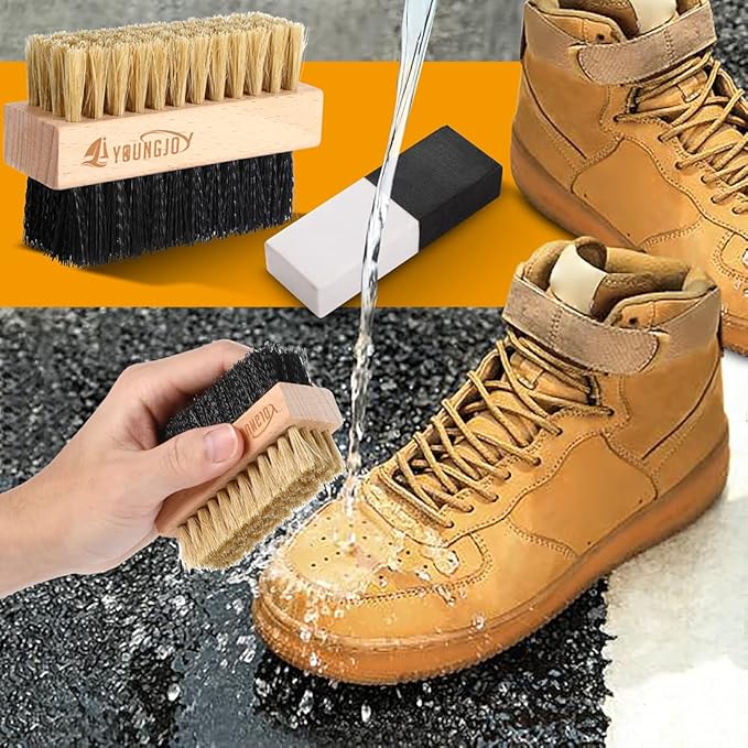 2 Pcs Sneaker Cleaning Brush Shoes Shine Dauber Suede Brush Nubuck Cleaner Crepe Applicators Suede Eraser Set(Dual with Eraser)