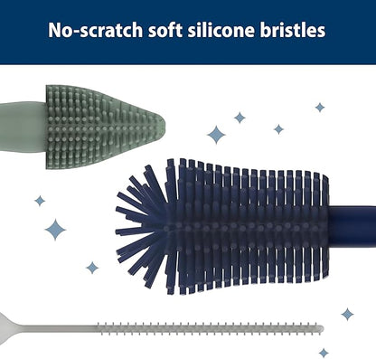 Dr. Brown's Silicone Cleaning Brush Set with Bottle, Spout, and Straw Brush, 3-Pack + Vent Cleaning Brush, 4-Pack