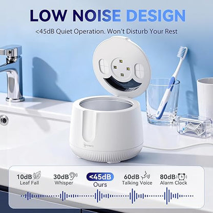 Ultrasonic Retainer Cleaner Machine 48kHz, Dental Cleaning Pod, Ultrasonic Retainer Cleaner for Dentures, Aligners, Mouth Guards, Toothbrush Heads and Jewelry with 200ML Capacity, LAB Supply