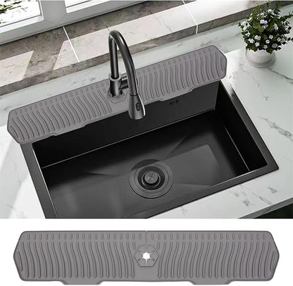 30 Inch Sink Splash Guard, Large Size Kitchen Sink Splash Guard, Longer Silicone Faucet Handle Drip Catcher Tray for Kitchen Countertop, Bathroom, Farmhouse (Grey)