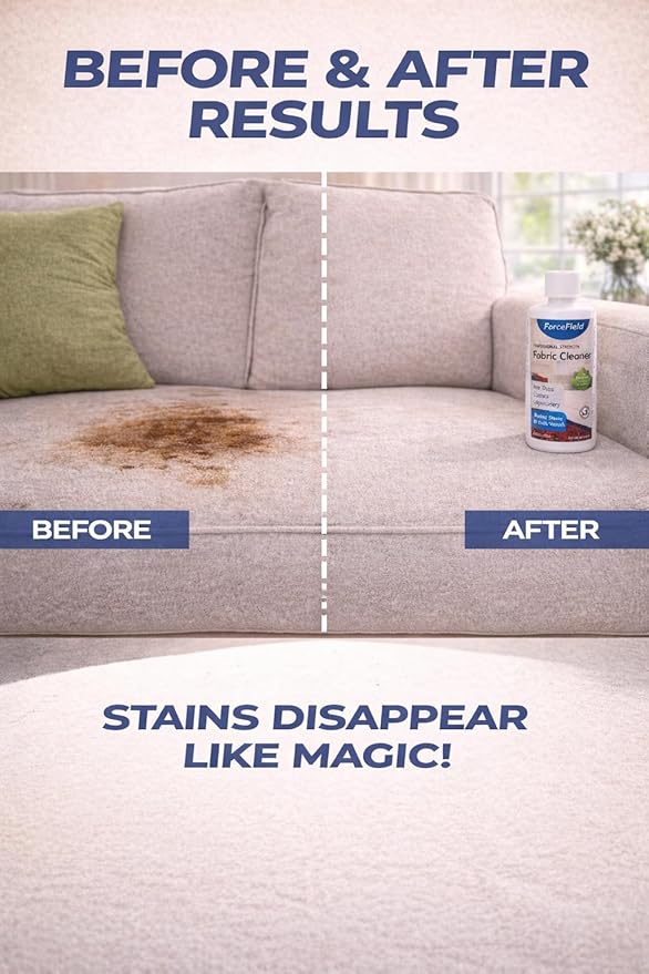 ForceField Fabric Cleaner 4 oz – Removes Tough Stains from Upholstery, Carpet, Rugs & Clothing – No Re-Soiling Formula, WoolSafe Approved, Deep Fiber Cleaning