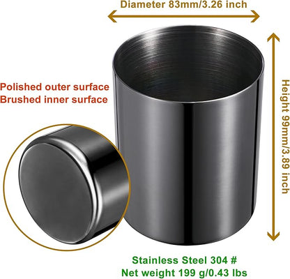 2 Packs Round 304 Stainless Steel Pen Holder,Pencil Cup,Desktop Stationery Organizer,Vacuum Plating Makeup Brush Holder,Black