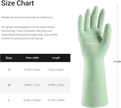 ThxToms 4 Pairs Reusable Natural Latex Dishwashing Gloves, 13" Long, 10 Mil Thick, Non-Slip Rubber Kitchen Cleaning Gloves, Multi-Color, Ideal for Household, Bathroom, Pet Care & Gardening, Medium