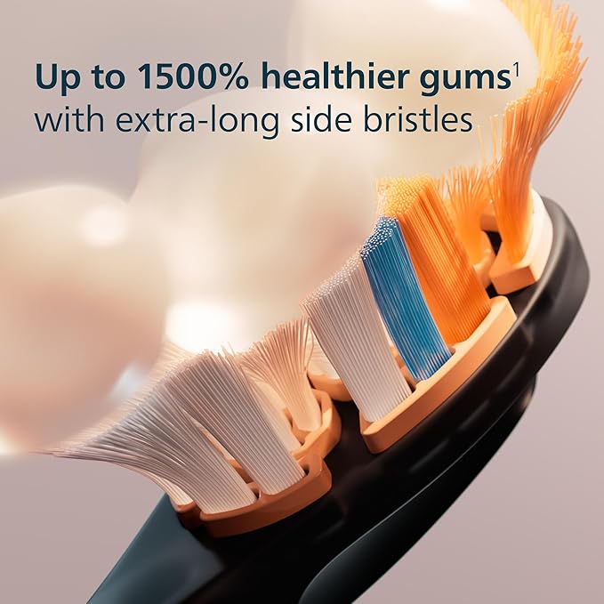 Philips Sonicare A3 All-in-One - Genuine Replacement Electric Toothbrush Heads, Black, 4 Pack One Year Supply, HX9094/95