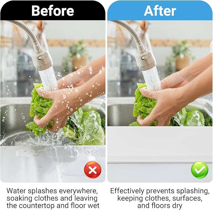 19.3 inch Silicone Sink Splash Guard, Splash Guard for Kitchen Sink Area, Backsplash Protector for Kitchen Countertop & Bathroom Bathtub with Non-Slip Strong Suction, White, Pack of 2