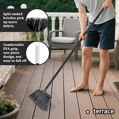 Outdoor Indoor Broom for Floor Cleaning - 54 inch Outside Indoor Broom, Medium-Hardness Bristles Brooms for Sweep Outdoor, Angle Brooms for Floors Applied to Yards, Garages, Patios, and Walkways, etc