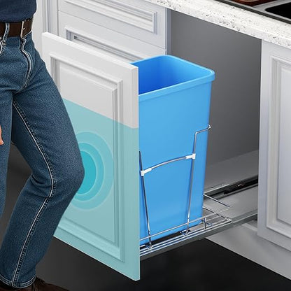 Pull Out Trash Can Under Cabinet Kit - Heavy Duty Push to Open Slides with Door Mounting Kit, Fits 15" W x 18" D Cabinets for Kitchen/Laundry (Trash Bin Not Included, Updated Design)