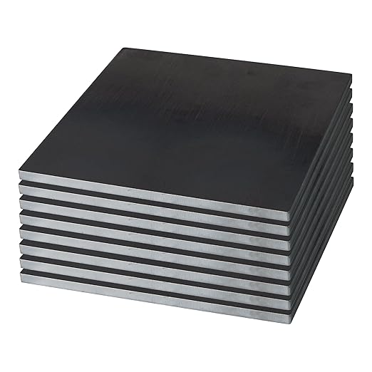 Weldable 5/16 Inch Hot Rolled Mild Steel Plate Mill Finish (6 x 6 Inch, Pack of 8) - Made in USA