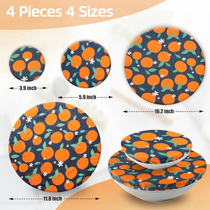 4PCS Reusable Beeswax Bowl Covers for Bread Proofing, Washable Sourdough Proofing Covers, Elastic Cotton Dish Domes for Food Storage