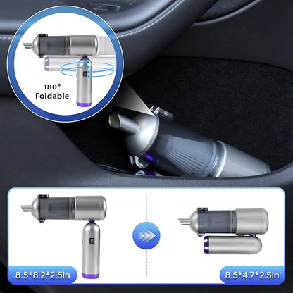 Bug Vacuum Catcher, Handheld Car Vacuum Portable Cordless, 17KPa High Power Suction, Air Duster & Inflator with Multi-Nozzles for Spider, Tent, Travel, Garden, 180° Foldable AeroVac Car Vacuum V15 Pro