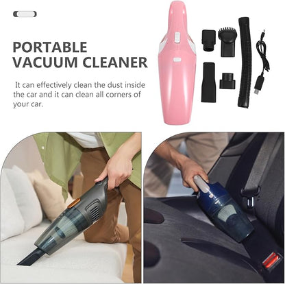 Wakauto Handheld Vacuum Cordless Vacuum Cleaner USB Charging Dirt Collector Mini Handheld Dust Cleaner Wet Dry Dual Use for Keyboard Car Computer (Pink)
