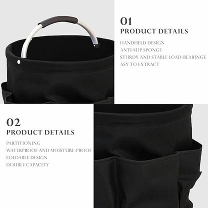 Cleaning Caddy with Handle,Cleaning Supplies 17L Foldable Storage Basket,Portable Multi Bucket Organiser Mop Bucket for Home Garden (Black)-11 x 11inches