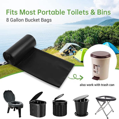 Portable Toilet Replacement Bags, 25 Count 8 Gallon 1.5 Mil Super Thickened Compostable Trash Bags, 30 Liter Camping Toilet Bags for Travel Outdoors, Boating, Emergency Toilet Bag for Car