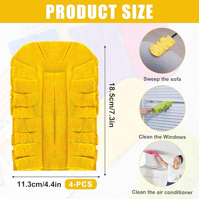 2026 New 360° Electrostatic Duster Refills, Washable Reusable Microfiber Fleece Pads for Home & Pet Hair Blinds, Car, Furniture, Fans Cleaning(4 Colors)