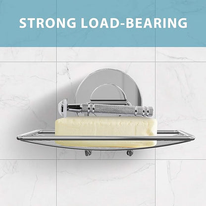 Top-Spring Super Powerful Vacuum Suction Cup Shower Soap Dish Holder, 304 Stainless Steel Bar Soap Sponge Holder for Shower, Bathroom and Kitchen Sink