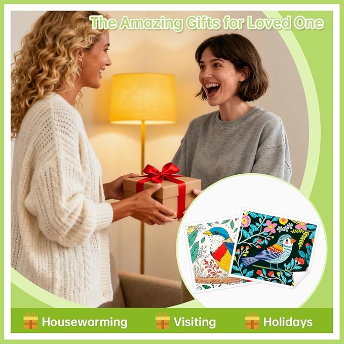 Swedish Dishcloths for Kitchen, 5 Pack Floral Bird Reusable Paper Towels with 3 Hooks, Washable Dish Cloth Set, Absorbent Cleaning Cloth for Home Washing Dishes Housewarming Gifts for Friend