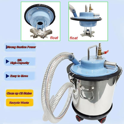 INTBUYING Industrial Pneumatic Vacuum Extractor Wet and Dry for Metal Chips and Oil with Dust Collection Bag 5 Gallon for Workshop Powered by Compressed Air 3700W 5HP 3000CP