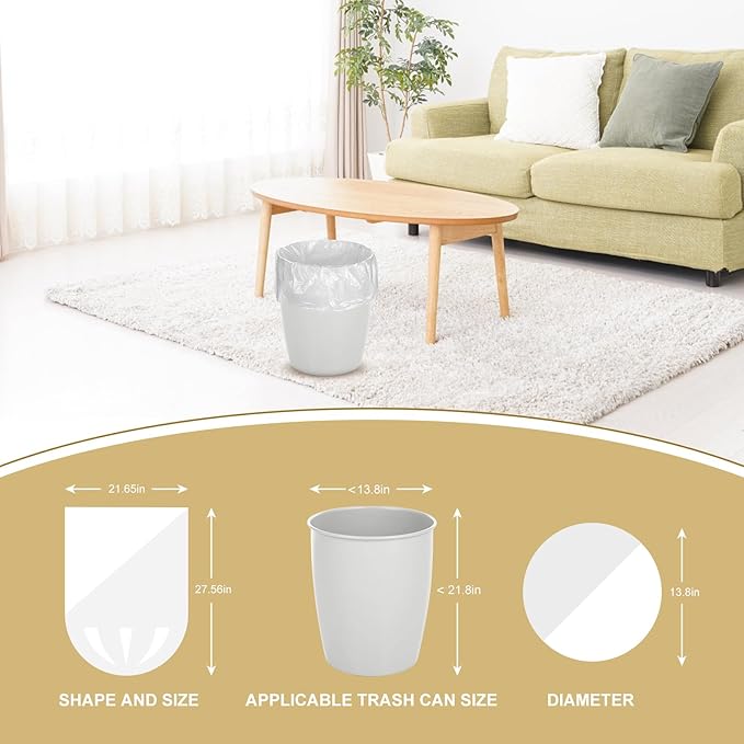 Magesh 8-10 Gallon Trash Bag Strong, Leakage-Free, Medium Garbage Bags Unscented Thick for Bathroom, Office, Kitchen Medium Trash Can, 60L, 105 Bags, Clear