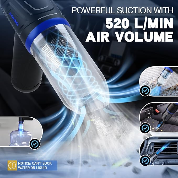 BVC200 Mini Car Vacuum, 22000PA Cordless 3 in 1 Air Blower Pump Keyboard Cleaner, Brushless Motor Super Suction Handheld Vacuum with LED Light, Portable Cleaner Best for Car, Office, Home, Pet