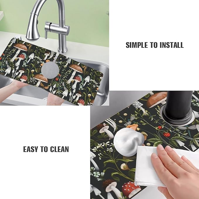 Sink Faucet Absorbing Mat, 2 Pack Drying Mat Around Faucet Sink Splash Guard Behind Faucet Sinkmat For Kitchen Bathroom Island Rv 24 * 5.5 Inch (60 * 14 cm)