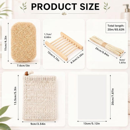 Threehoney 72 Pcs Soap Saver Set Including Wooden Dish Exfoliating Bag Saver Pads Bulk with 100 OPP Transparent Bags 2 Bundles Paper Ropes for Wedding Homemade Gift Mother‘S Day(Wood Color)