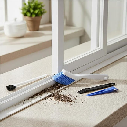 Window Groove Cleaning Tool Set, Narrow Track Cleaner for Sliding Doors & Car Seals, 1.2-Inch Width