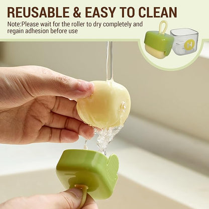 Mini Lint Roller,Washable Sticky Roller Reusable Lint Remover Portable Pet Hair Remover for Clothes,Travel Household (Beige+Beige)