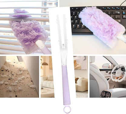 4 Pcs Purple Detachable Duster Handle - Plastic Extended Mop Extension Wand Grip, Ideal for Easy Home & Office Cleaning
