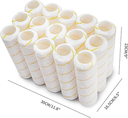 VOOMEY Paint Roller Covers, Microfiber Paint Roller 9 Inch, 3/8 Nap Roller 9 Inch,Pack of15, Paint Supplies for Painting Walls
