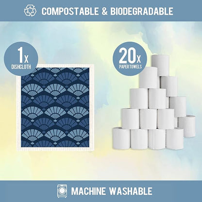 Wholesale Swedish Dish Cloths - 6 Pack Reusable Compostable Kitchen Cloth,Cellulose Sponge Dish Cloths Dish Towel Set (Japanese)
