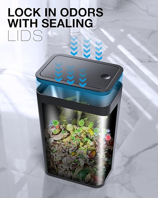 ITCPRL Bathroom Trash Can with Lid, 2 Pack 4 Gallons/15 Liters Garbage Can with Pop-Up Lid, Small Plastic Trash Can, Slim Trash Bin Waste Basket for Bathroom, Bedroom, Office, Living Room(Black)