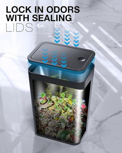 ITCPRL Bathroom Trash Can with Lid, 2 Pack 4 Gallons/15 Liters Garbage Can with Pop-Up Lid, Small Plastic Trash Can, Slim Trash Bin Waste Basket for Bathroom, Bedroom, Office, Living Room(Black)