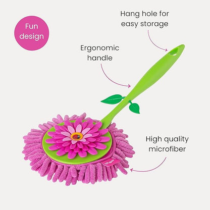Vigar by Addis Flower Power Microfibre Duster, Green/Pink