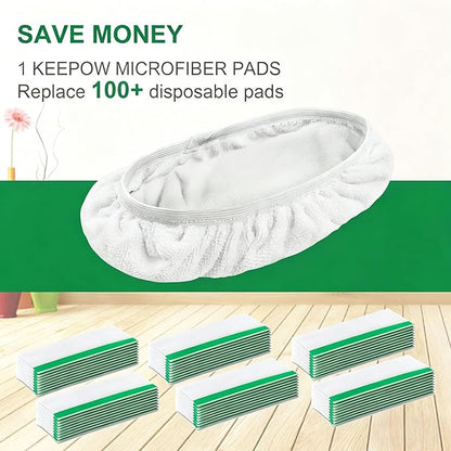 KEEPOW Reusable Wet Pads Compatible with Swiffer Sweeper Mop, Dry Sweeping Cloths, Washable Microfiber Wet Mopping Cloth Refills for Surface/Hardwood Floor Cleaning, 8 Pack (Mop is Not Included)