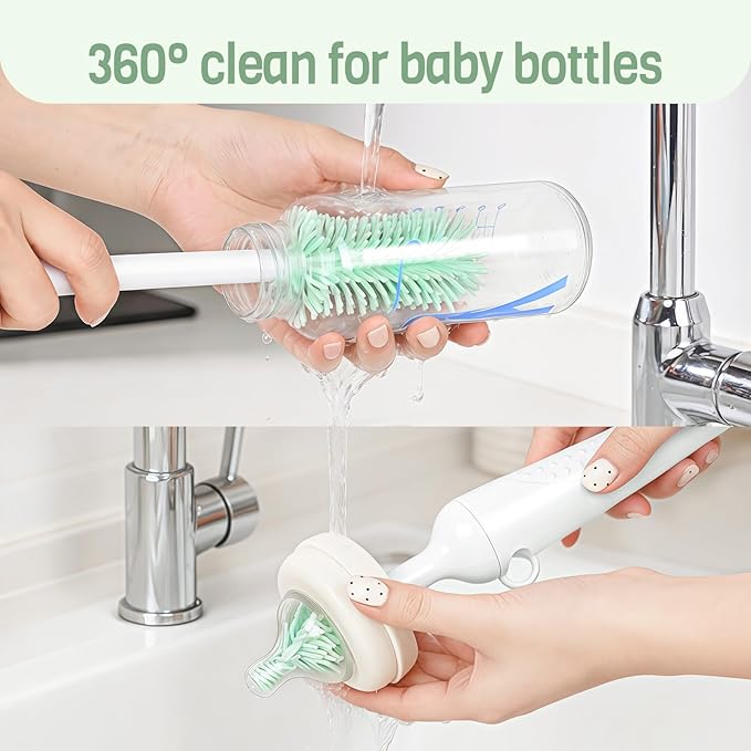 Food-Grade Silicone Cleaning Brush Kit, 6 in 1 Cup Lid Cleaning Brush, Portable Bottle Brush Set, Water Bottle Cleaner for Bottles and Crevices, No Scratch Baby Bottle Brush Tool for Home and Travel
