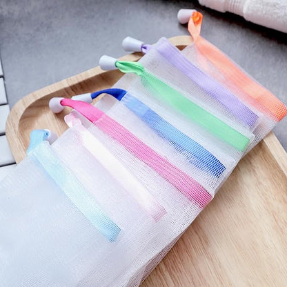 INVODA 100PCS Soap Net Bag 100 Pieces Double Layer Drawstring Mesh Soft Bath Soap Handmade Soap Net for Facial Body Exfoliation Cleaning Tool (Random Color)