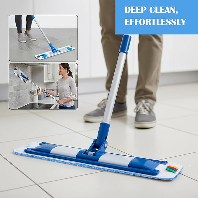 8 Pack Replacement Microfiber Pad, Cleaning Refills, Reusable Mop Refills for Flat Mop System, 25" x 5" Machine Washable Pads for Hardwood & Hard Floors