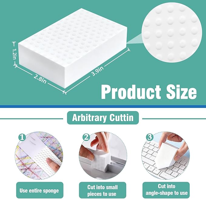 Magic Sponges Cleaning Eraser Large Size, 2X Compressed Melamine Sponge Cleaner, Melamine Foam All Purpose Cleaning Pads, Heavy Duty Stain Remover for Home Kitchen Bathroom Sneaker Car (20)