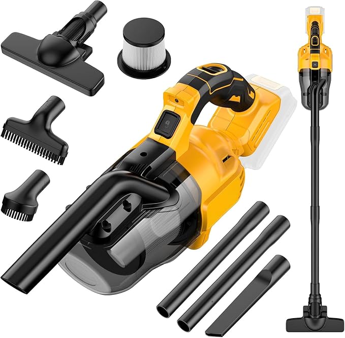 Cordless Vacuum Cleaner for Dewalt 20v Battery, Brushless Stick Vacuum with Washable HEPA Filter 55CFM Handheld Vacuum Cleaner for Home Car Hardwood Floor Carpet, Cordless Shop Vac(Tool Only)