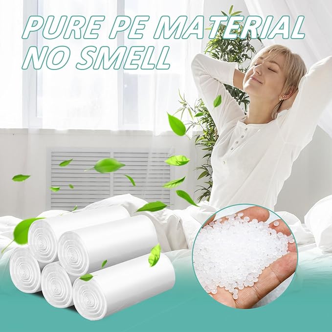 112 Count-4 Gallon Trash Bag, White Trash Bags, Bathroom Trash Bags Small Garbage Bags for Bathroom Can,White 4 Gal Small Trash Can Liners(7 Rolls,Upgrade)