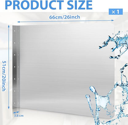 Amylove 26 x 20 Inch Stainless Steel Splash Guard Stainless Steel Wall Mount Guard with Screws Screws for Bathroom Sink Side Sink Splash Prep Sinks Protector for Commercial Kitchen Restaurant