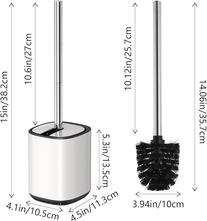 Toilet Brush and Holder Set Toilet Bowl Brush Stainless Steel Automatic Open lid Toilet Bowl Cleaner Brush Set Toilet Scrubber Kit Toilet Cleaning Brush for Bathroom