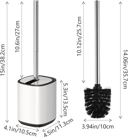 Toilet Brush and Holder Set Toilet Bowl Brush Stainless Steel Automatic Open lid Toilet Bowl Cleaner Brush Set Toilet Scrubber Kit Toilet Cleaning Brush for Bathroom