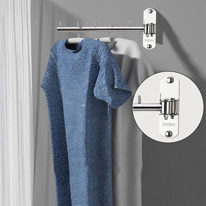 Pack of 2 Folding Wall Mounted Clothes Hanger Rack with Swing Arm Stainless Steel Heavy Duty Coat Hook for Bathroom, Bedroom, Laundry Room - Black