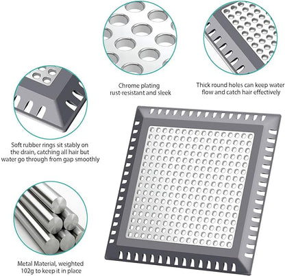 Hair Catcher/Drain Strainer/Shower Drain Cover for Bathroom Floor Drain, Stainless Steel and Silicone (Patented Product)