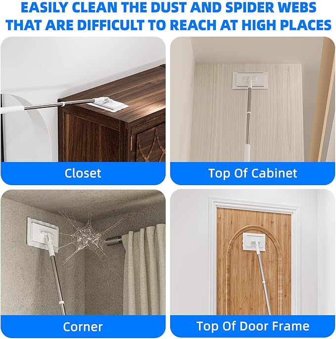 Push Clamp Mini Mop Stick with 39in Short Handle — Zero-Touch Gap Dust Cleaner & Press Lock Small Mop Head, Lazy Mops Wet and Dry for Kitchen Bathroom Toilet Cleaning with 10 Cloths