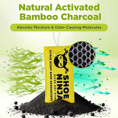 Shoe Ninja Shoe Deodorizer - Shoe Odor Elimination with Activated Charcoal, Versatile and Reusable Shoe Smell Remover, Boxing Glove Deodorizer, and Shoe Freshener, Great for Sports - 1 Pack Count of 2