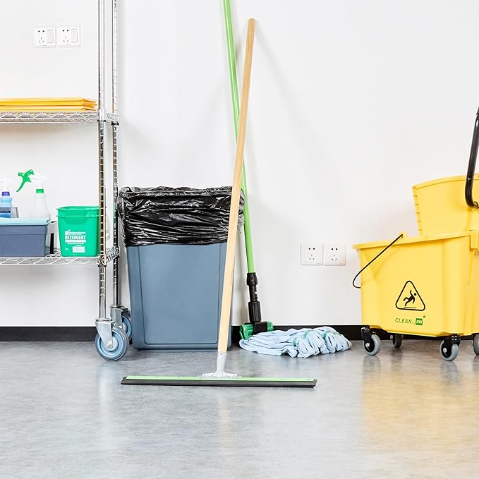 Restaurantware-SQUEEGEE ONLY: Clean Tek Professional 24 Inch Floor Squeegee, 1 Broom With Rubber Blade - Handle Sold Separately, Heavy-Duty, Green Steel Wiper, Ideal For Floor, Tiles
