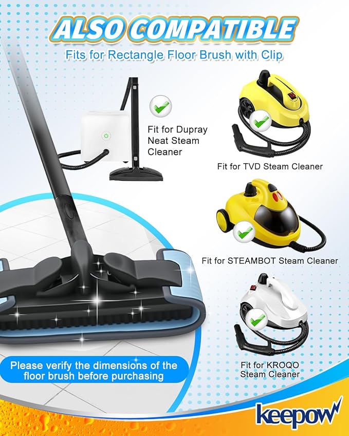 KEEPOW Steamer Microfiber Pad Compatible with Wagner 905e, 915e and 925e, Reusable Microfiber Cleaning Replacement Pads for Multi-Surface Floor Cleaning for Powerful, 2 Pack (Mop is Not Included)